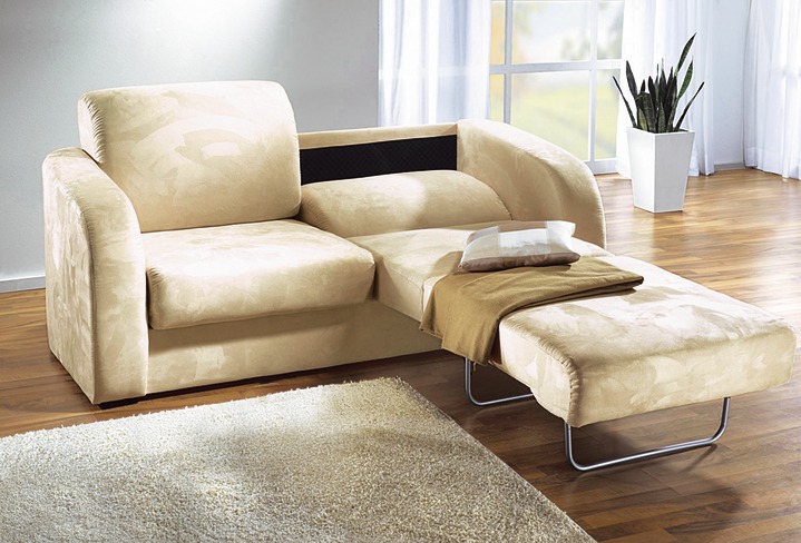 Schlafsofas - Funktionssofa mit pflegeleichtem Microfaser-Bezugsstoff, in Farbe CREME Ansicht 1