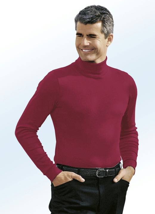 Hemden, Pullover & Shirts - Tragangenehmer Rolli in 10 Farben, in Größe 046 bis 062, in Farbe WEINROT Ansicht 1