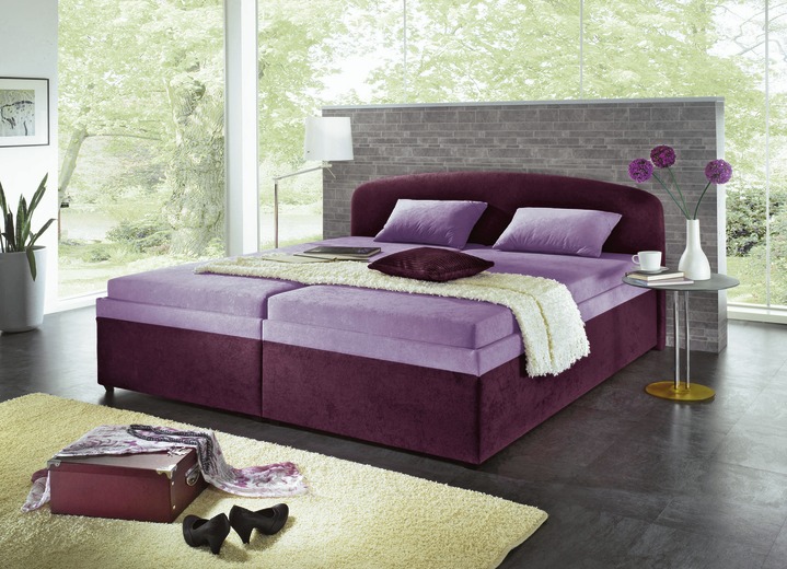 Betten - Polsterbett mit geräumigen Bettkasten, in Farbe LILA, in Ausführung 1: Liegehöhe 42 cm, Federkern-Festpolster, nicht verstellbar Ansicht 1