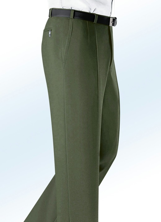 Herrenmode - „Klaus Modelle“-Hose mit Seitentaschen in 5 Farben, in Größe 024 bis 110, in Farbe OLIV