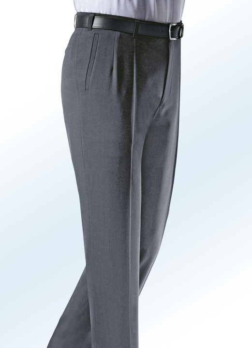 Herrenmode - „Klaus Modelle“-Hose mit weichem Griff in 4 Farben, in Größe 025 bis 110, in Farbe MITTELGRAU MELIERT Ansicht 1