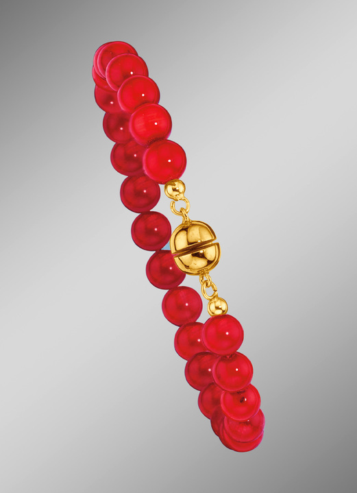 Halsketten & Armbänder - Armband mit echten Korallkugeln, in Farbe  Ansicht 1