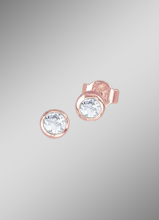 mit Diamanten - Hochglänzende Ohrstecker in Roségold mit Brillanten, in Farbe  Ansicht 1