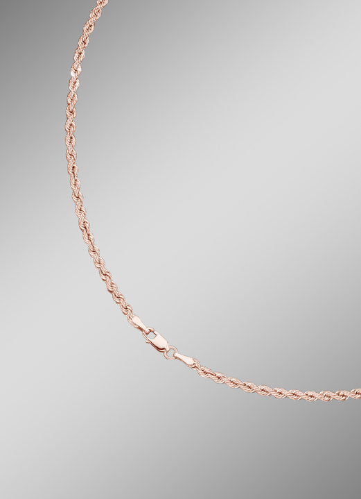 ohne Steine / mit Zirkonia - Stilvolle Kordel-Halskette in Roségold, in Farbe  Ansicht 1