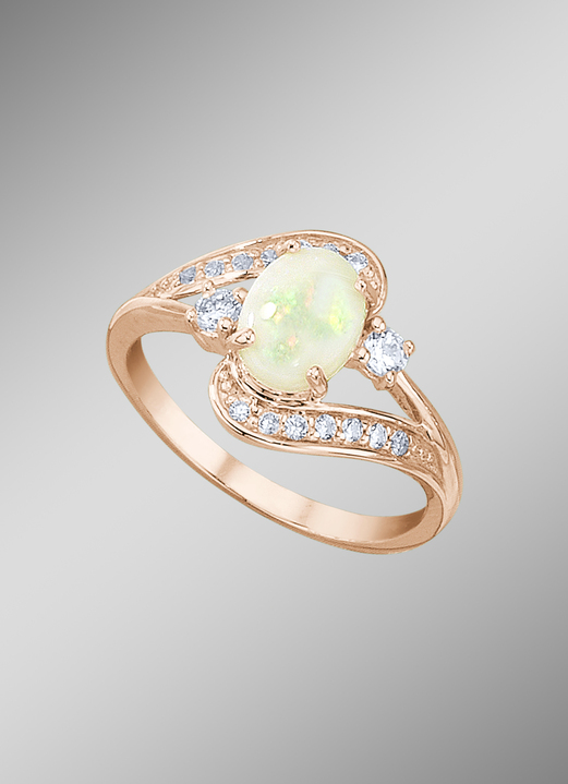 mit Edelsteinen - Damenring mit echtem Opal und synth. Zirkonia, in Größe 160 bis 220, in Farbe  Ansicht 1