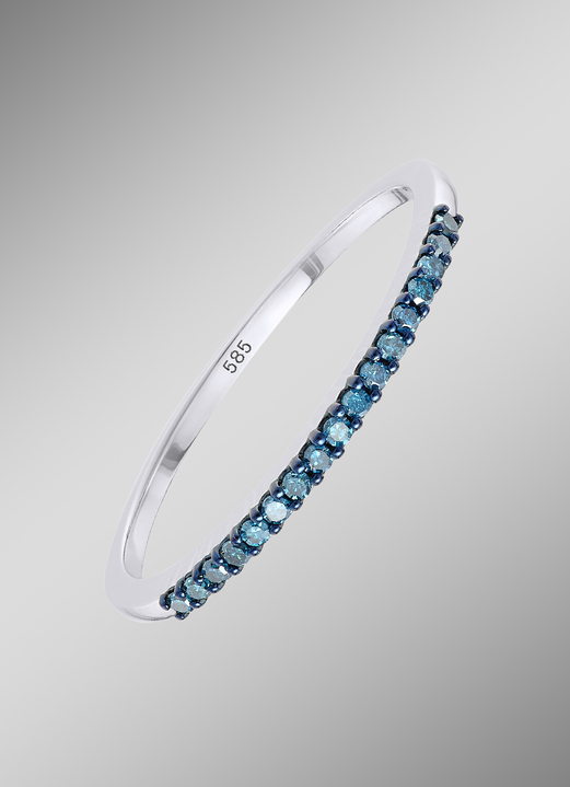 mit Diamanten - Exquisiter Damenring mit blauen Diamanten, in Größe 160 bis 220, in Farbe