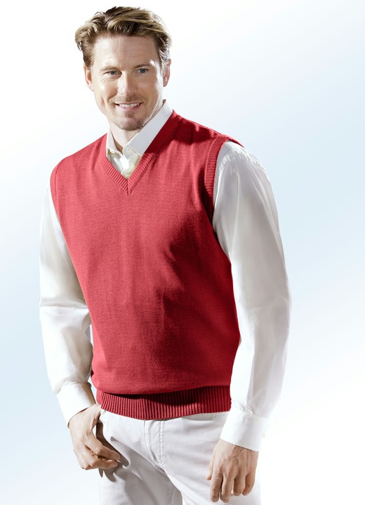 Hemden, Pullover & Shirts - Pullunder mit V-Ausschnitt in 4 Farben, in Größe 044 bis 062, in Farbe ROT Ansicht 1