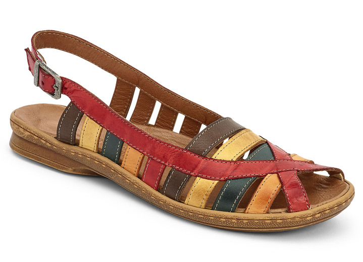 Komfortschuhe - Freche Riemchen-Sandalette in 2 Farben, Weite G, in Größe 036 bis 042, in Farbe ROT-BUNT