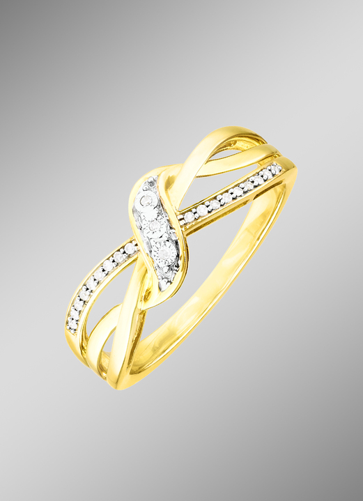 mit Diamanten - Hübscher Damenring mit 21 Diamanten, in Größe 160 bis 220, in Farbe  Ansicht 1