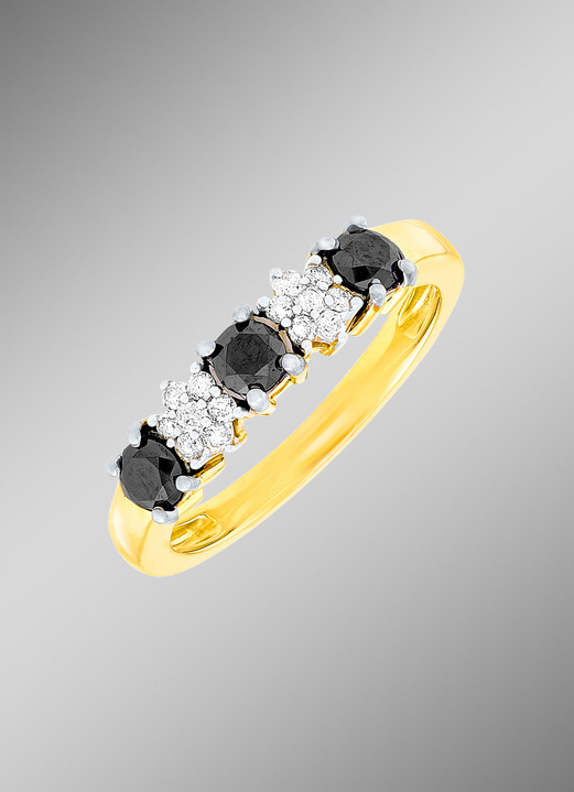 mit Diamanten - Damenring mit schwarzen und weißen Diamanten, in Größe 160 bis 220, in Farbe  Ansicht 1