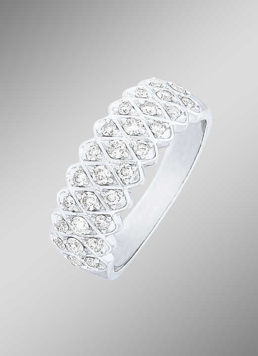 mit Diamanten - Beliebter Damenring mit 28 Brillanten, in Größe 160 bis 220, in Farbe