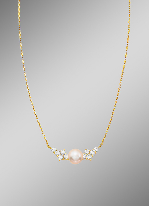 mit Perlen - Halskette mit Süßwasser-Zuchtperle, in Farbe  Ansicht 1