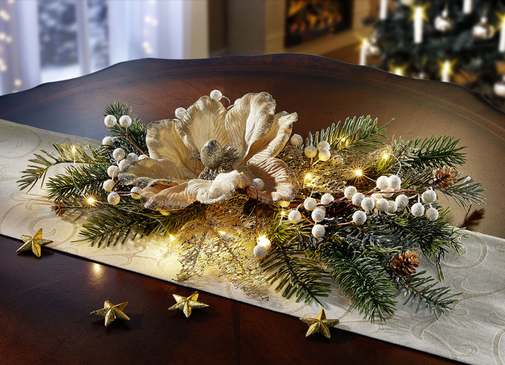 Weihnachtliche Dekorationen - Beleuchteter Tischaufleger, batteriebetrieben, in Farbe GOLD