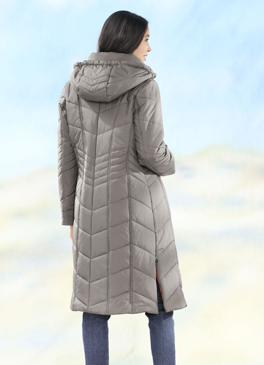 Jacken, Mäntel, Blazer - Mantel mit Reißverschluss-Seitenschlitzen, in Größe 038 bis 056, in Farbe KIESEL Ansicht 1
