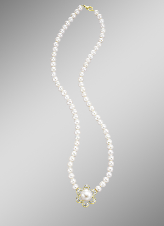 mit Perlen - Halskette in Blumendesign, in Farbe  Ansicht 1