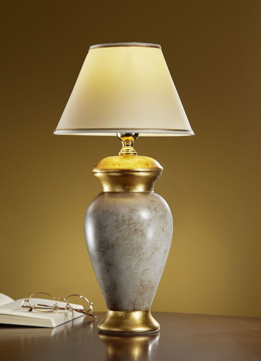Lampen & Leuchten - Tischleuchte aus italienischer Keramik, in Farbe GRAU-GOLD Ansicht 1