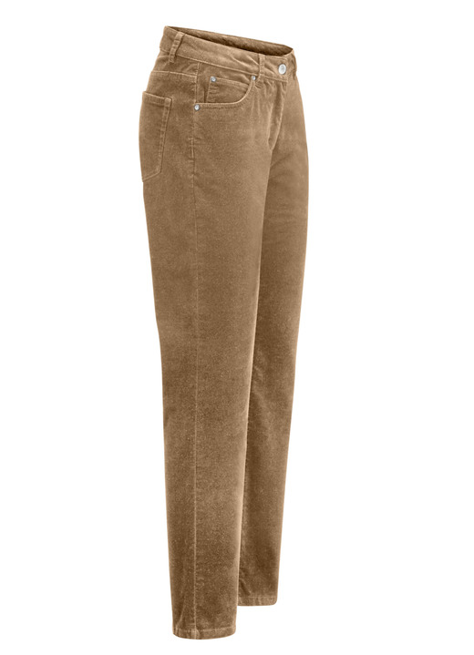 Hosen - Samtweiche Hose in 5-Pocket-Form, in Größe 017 bis 050, in Farbe CAMEL Ansicht 1