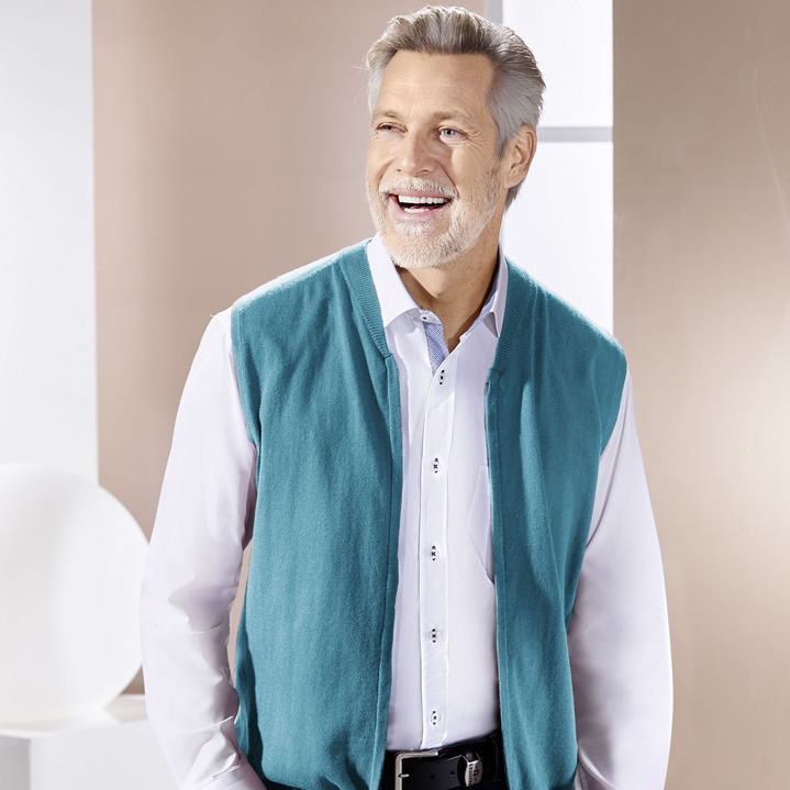 Hemden, Pullover & Shirts - Weste mit durchgehendem Reißverschluss in 4 Farben, in Größe L(52/54) bis XXL(60/62), in Farbe PETROL Ansicht 1