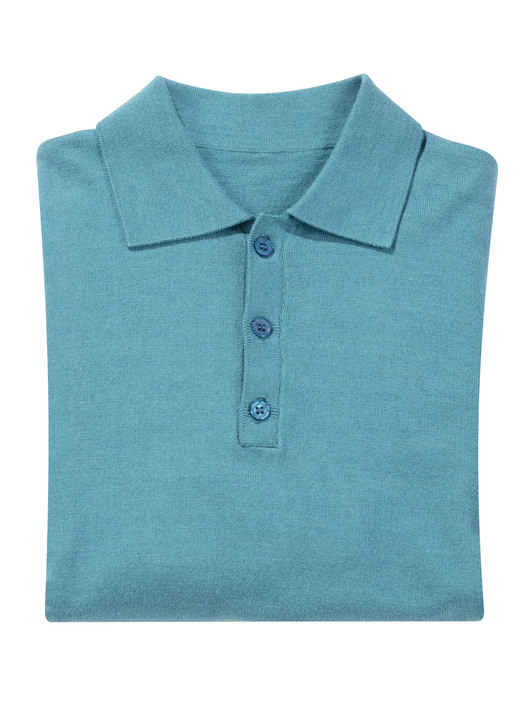 Hemden, Pullover & Shirts - Polopullover mit kurzer Knopfleiste in 4 Farben, in Größe L(52/54) bis XXL(60/62), in Farbe PETROL Ansicht 1