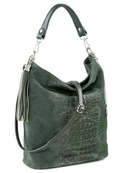 Taschen - Laurina Tasche aus Kalb-Veloursleder , in Farbe TANNE Ansicht 1