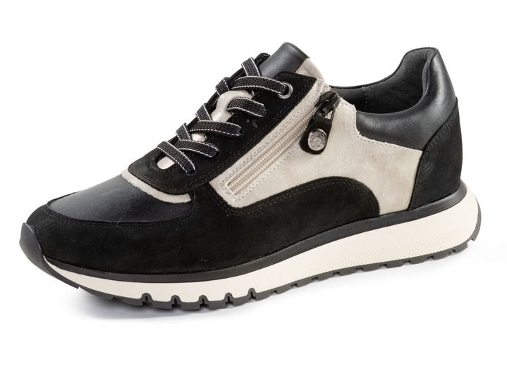 Komfortschuhe - ELENA EDEN Sneaker mit Schnürung und Seitenreißverschluss, in Größe 035 bis 041, in Farbe SCHWARZ-KIESEL Ansicht 1