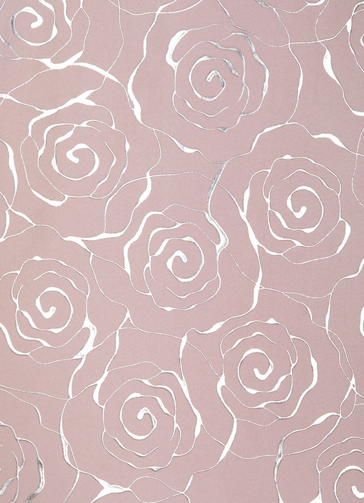 Modern - Übergardine mit hübschem Rosen-Dessin, in Größe 365 (H145xB135 cm) bis 456 (H245xB135 cm), in Farbe ROSÉ-SILBER, in Ausführung mit Universalschienenband Ansicht 1