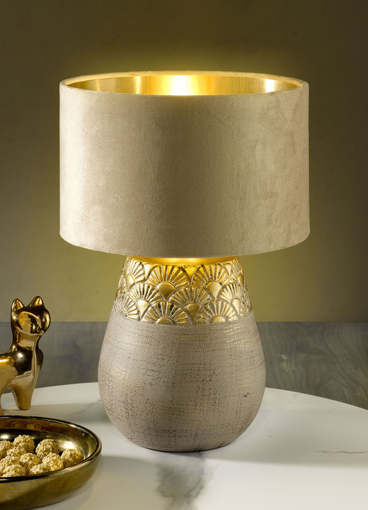 Lampen & Leuchten - Tischleuchte mit Lampenfuß aus Keramik, in Farbe BEIGE Ansicht 1