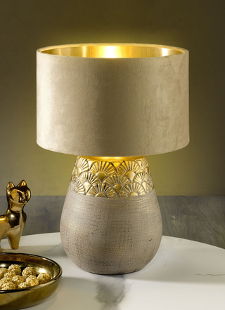 Tischleuchte mit Lampenfuß aus Keramik