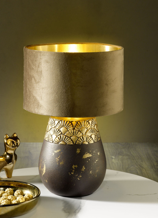 Lampen & Leuchten - Tischleuchte mit Lampenfuß aus Keramik, in Farbe DUNKELBRAUN Ansicht 1