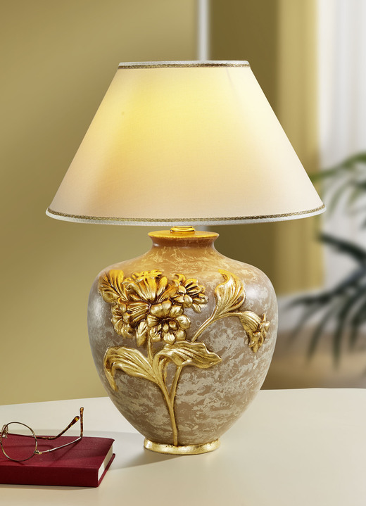 Lampen & Leuchten - Handbemalte Tischleuchte mit echter Blattgoldauflage, in Farbe HELLBRAUN-GOLD
