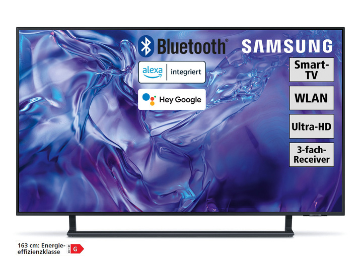 Fernseher - Rahmenloser Samsung 4K-Ultra-HD-LED-Fernseher mit Smart-TV, in Farbe SCHWARZ Ansicht 1