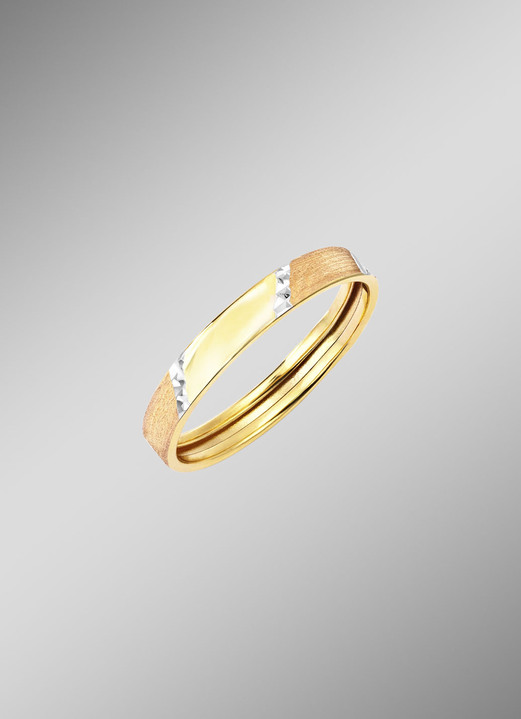 ohne Steine / mit Zirkonia - Tricolor-Damenring aus Gold, in Größe 160 bis 220, in Farbe  Ansicht 1