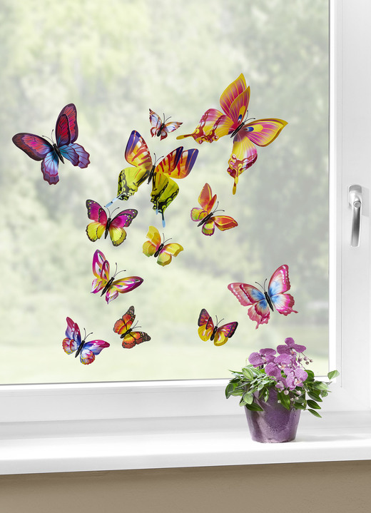 Wohnaccessoires - 3D-Schmetterlinge, 12-teilig, in Farbe BUNT