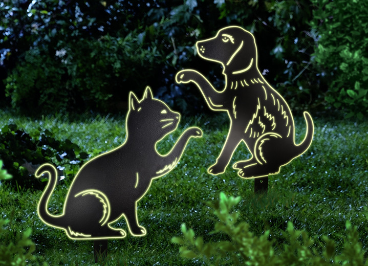 Gartendekoration - Beetstecker aus pulverbeschichtetem Eisen, in Farbe SCHWARZ, in Ausführung Beetstecker Hund